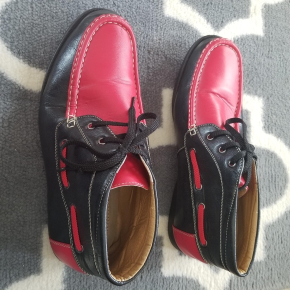 Portabella red and black mens lace up shoe sz 10 - Picture 2 of 6